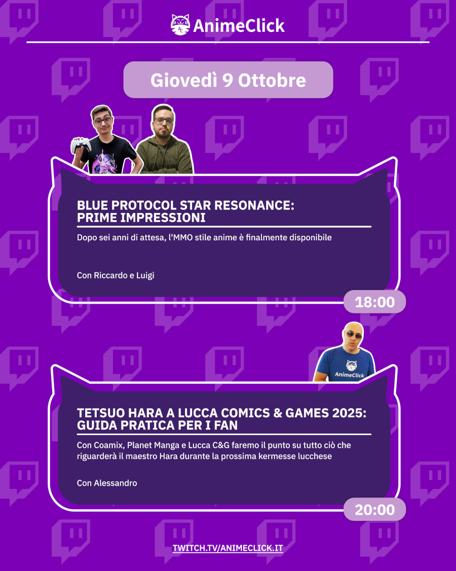 AnimeClick su Twitch: programma dal 6 al 12 ottobre